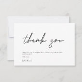 Minimalistische handgeschreven script zwarte bruid bedankkaart (Voorkant)