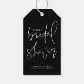 Minimalistische handgeschreven script zwarte bruid cadeaulabel (Voorkant)