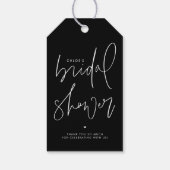 Minimalistische handgeschreven script zwarte bruid cadeaulabel (Achterkant)