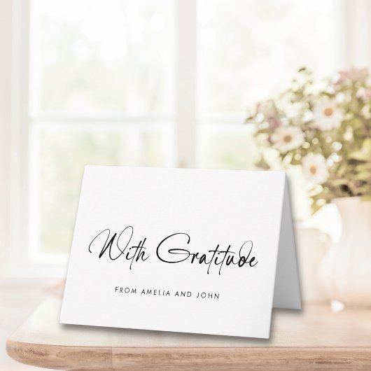 Minimalistische handgeschreven scriptfoto bedankkaart