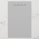 Minimalistische handgeschreven scriptie naam grijs briefpapier (Voorkant)