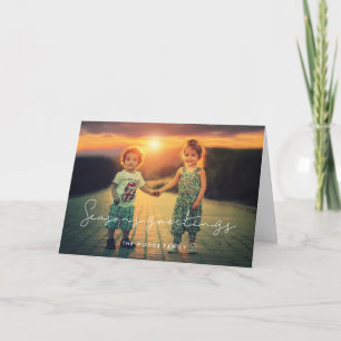 Minimalistische handgeschreven seizoensgroeten Fot Feestdagen Kaart