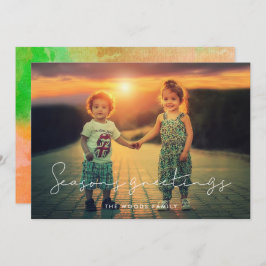 Minimalistische handgeschreven seizoensgroeten Fot Feestdagenkaart