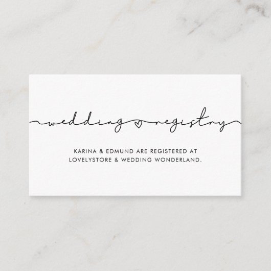 Minimalistische handgeschreven trouwregistratiekaa informatiekaartje (Voorkant)