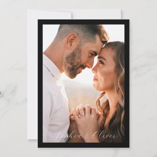 Minimalistische handgeschreven uitnodiging voor re (Achterkant)