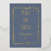 Minimalistische handgeschreven vrede op aarde folie feestdagenkaart (Voorkant)