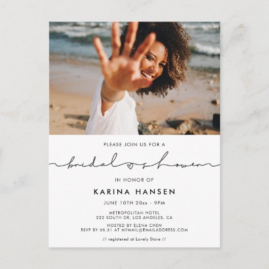 Minimalistische handgeschreven vrijgezellenfeest f briefkaart (Voorkant)