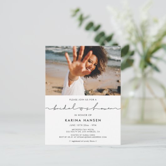 Minimalistische handgeschreven vrijgezellenfeest f briefkaart (Staand voorkant)