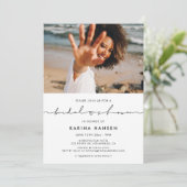 Minimalistische handgeschreven vrijgezellenfeest f kaart (Staand voorkant)