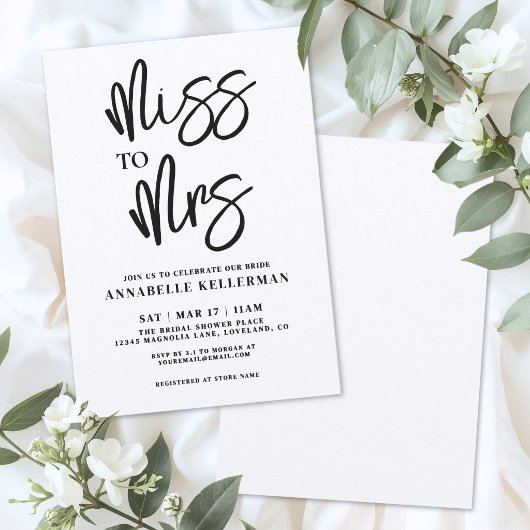 Minimalistische Handgeschreven Zwarte Script Bruid Kaart