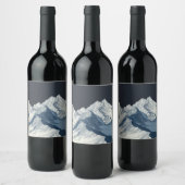 Minimalistische handgetekende bergtoppen wijn etiket (Flessen)