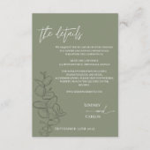 Minimalistische handgetekende bladeren salie groen informatiekaartje (Voorkant)