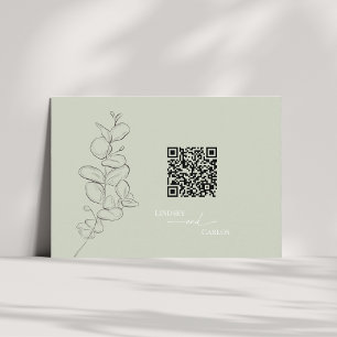 Minimalistische handgetekende bladeren saliegroene informatiekaartje