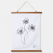 Minimalistische handgetekende bloemen, inktpen hangend wandkleed (Voorkant)