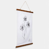 Minimalistische handgetekende bloemen, inktpen hangend wandkleed (Gebogen)