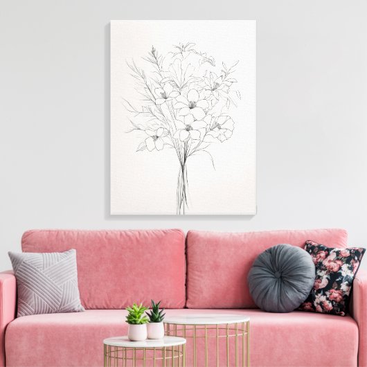 Minimalistische handgetekende botanische Planten f Canvas Afdruk (Insitu (Woonkamer))