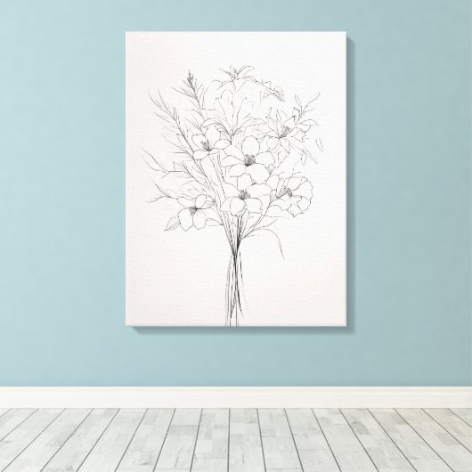 Minimalistische handgetekende botanische Planten f Canvas Afdruk (Insitu (Houten vloer))