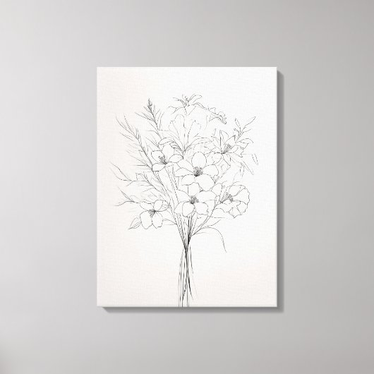 Minimalistische handgetekende botanische Planten f Canvas Afdruk (Voorkant)