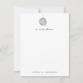 Minimalistische handgetekende discobal | Monogram Notitiekaartje (Voorkant)
