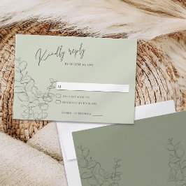Minimalistische handgetekende eucalyptusbladeren g RSVP kaartje