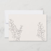 Minimalistische handgetekende eucalyptusbladeren i RSVP kaartje (Achterkant)
