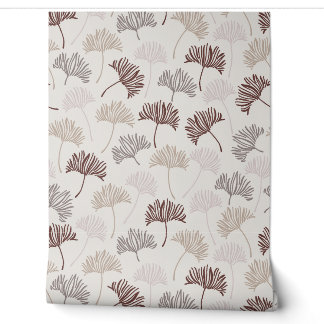 Minimalistische handgetekende Ginkgo-blad en waaie Behang