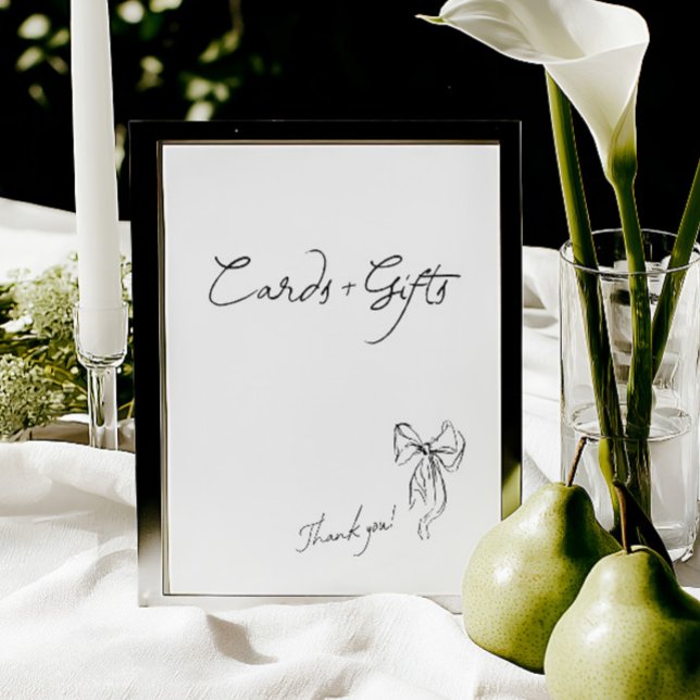 Minimalistische handgetekende kaarten en cadeaus b (Minimalist Hand Drawn Cards and Gifts Wedding Sign)