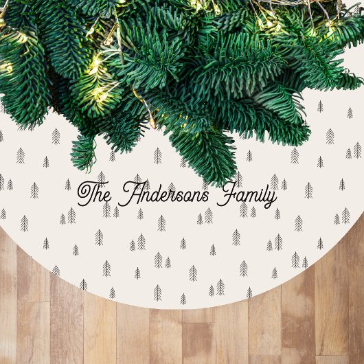 Minimalistische handgetekende Kerstmoderne script Fleece Kerstboom Rok