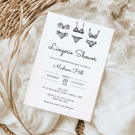 Minimalistische handgetekende lingerie bruidsdouch kaart