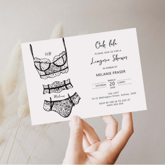 Minimalistische handgetekende lingerie bruidsdouch kaart