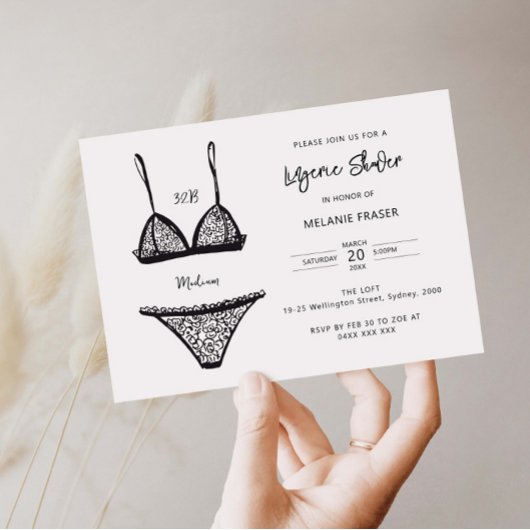 Minimalistische handgetekende lingerie bruidsmeisj kaart