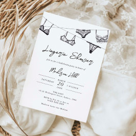 Minimalistische handgetekende lingerie douche kaart