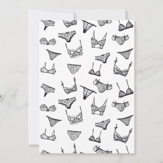 Minimalistische handgetekende lingerie douche kled kaart (Achterkant)