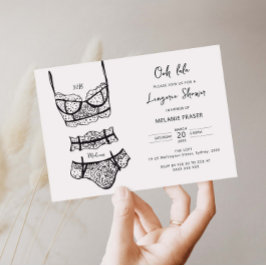Minimalistische handgetekende lingerie shower uitn kaart