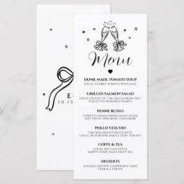 Minimalistische handgetekende menu kaart voor het