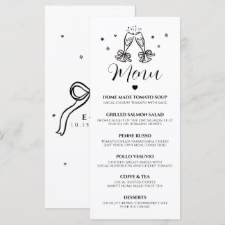Minimalistische handgetekende menu kaart voor het