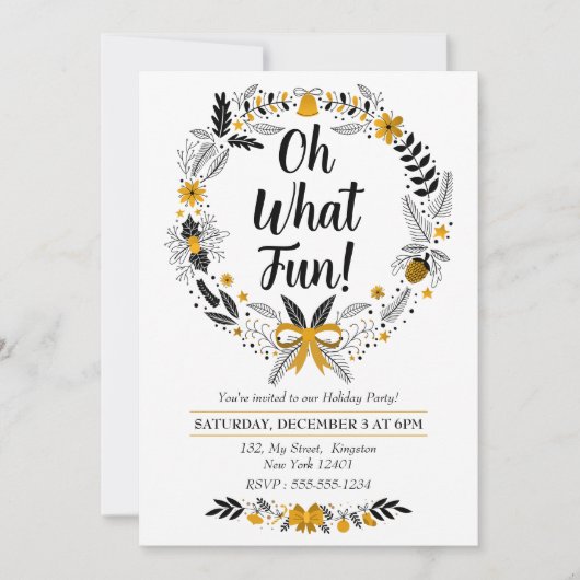 Minimalistische handgetekende Oh What Fun Kerstfee Feestdagenkaart (Voorkant)