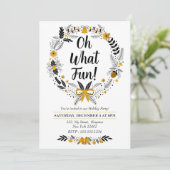 Minimalistische handgetekende Oh What Fun Kerstfee Feestdagenkaart (Staand voorkant)