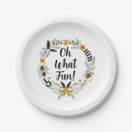 Minimalistische handgetekende Oh What Fun Kerstfee Papieren Bordje