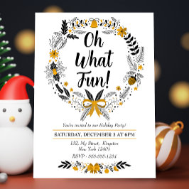 Minimalistische handgetekende Oh What Fun Kerstfee Uitnodiging Briefkaart