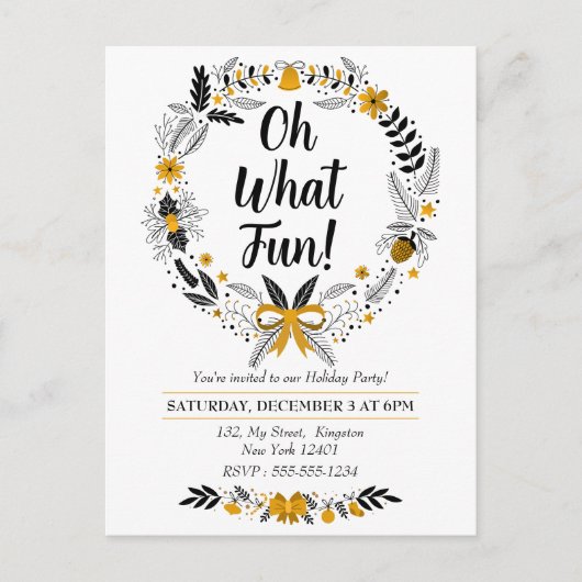 Minimalistische handgetekende Oh What Fun Kerstfee Uitnodiging Briefkaart (Voorkant)