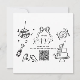 Minimalistische handgetekende RSVP-kaart voor trou Kaart