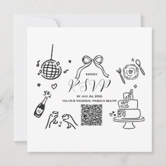 Minimalistische handgetekende RSVP-kaart voor trou Kaart