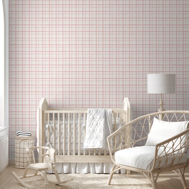 Minimalistische handgetekende ruitjesgrid op venst behang (Kinderen)