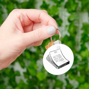 Minimalistische handgetekende stapel papier sleutelhanger