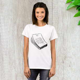 Minimalistische handgetekende stapel papier t-shirt