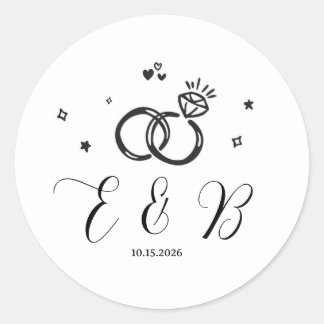 Minimalistische handgetekende sticker voor trouwri