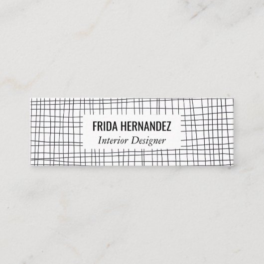 Minimalistische handgetekende Stripes Grid Lines C Mini Visitekaartje (Voorkant)