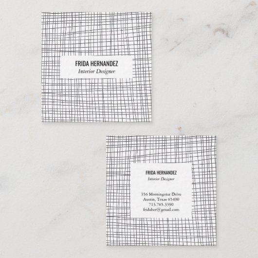 Minimalistische handgetekende Stripes Grid Lines C Vierkante Visitekaartje (Voorkant / Achterkant)