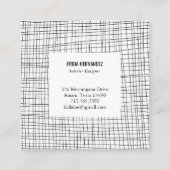Minimalistische handgetekende Stripes Grid Lines C Vierkante Visitekaartje (Achterkant)